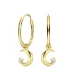 Crystal Moon Silver Hoop Earring HO-2736